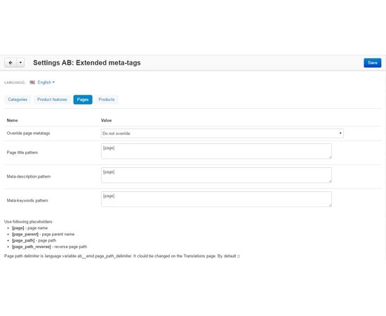 Модуль - Расширенные meta теги и плейсхолдеры