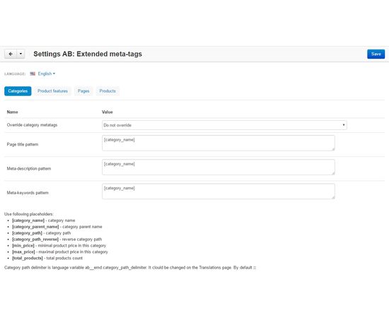 Модуль - Расширенные meta теги и плейсхолдеры